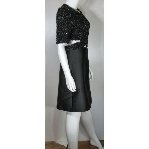3.1 PHILLIP LIM Black Sequined Embellished Cutout Dress Women's Size 8 NWOT - Picture 3 of 6